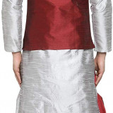 silver-kurta-maron-jacket-maron-dhoti-4