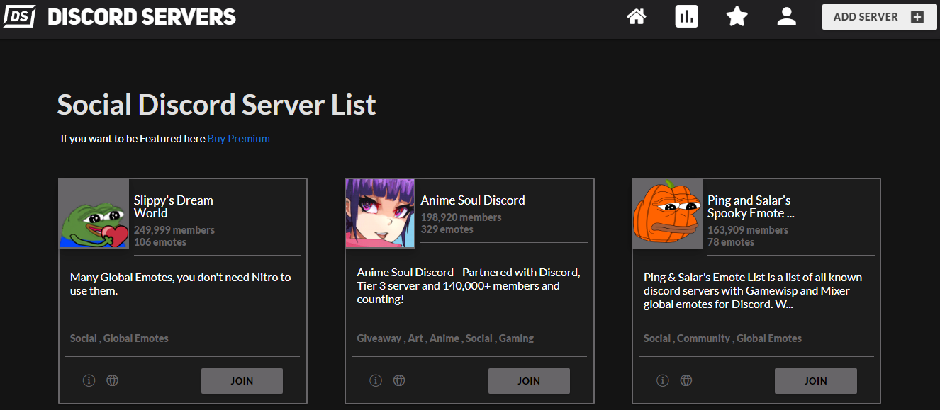 Public Social Discord Server List.