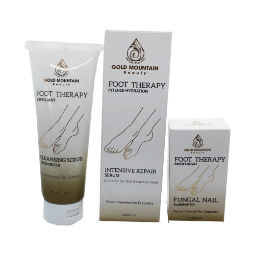 Are you suffering from foot problem then try foot care products of Gold mountain Beauty which includes repair serum, fungal nail eliminator & cleansing scrub. Get it today from our website.